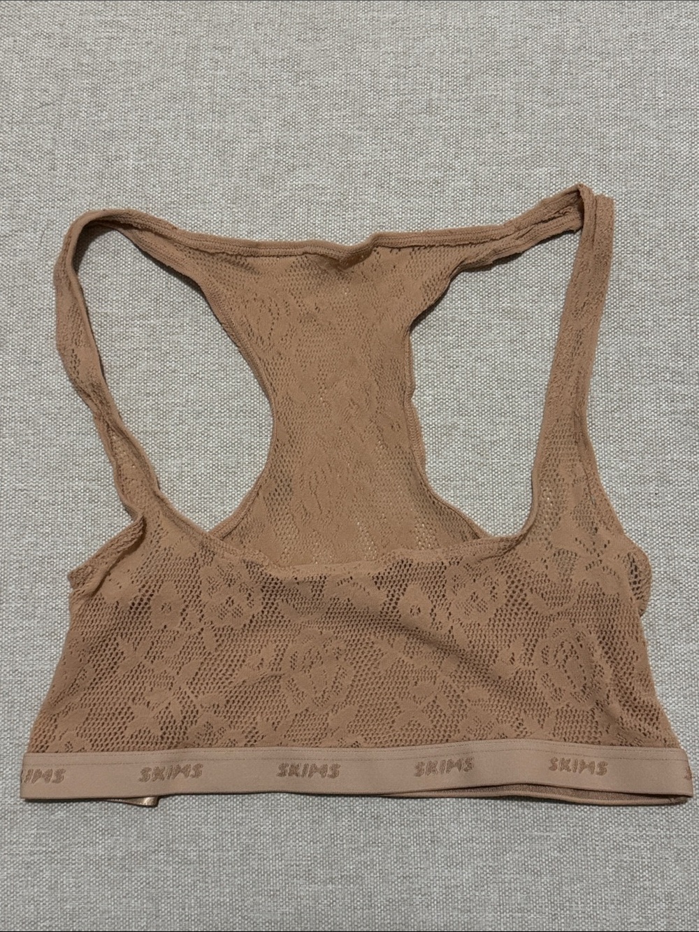 Skims Knit Lace Scoop Neck Bralette-Ochre/Nude Color-M-PopOver-Unlined-Stretchy